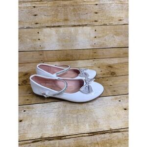 Link Comfort Kids White Patent Rhinestone Bow Mary Jane Dress Shoes Size 3